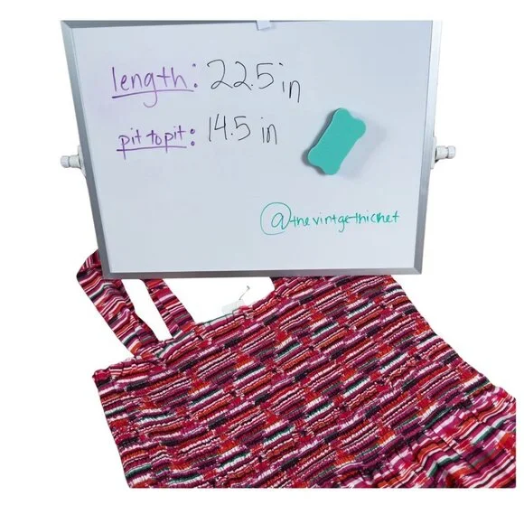 Loft Peplum Top Pink Striped Smocked Blouse 100% Cotton Dressy Casual Preppy Y2K - Picture 9 of 9